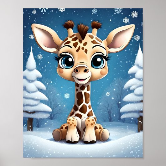 Poster Jolie Giraffe de Noël OWN ART Lisa-Dawn Designs (Devant)