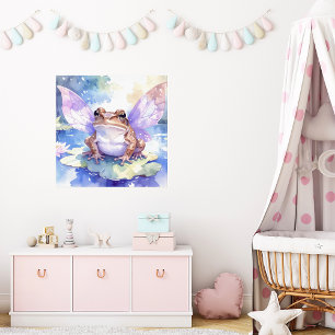 Poster Jolie grenouille fée aquarelle Art pour la nurse