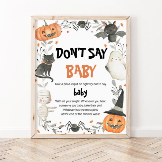 Poster Jolie Halloween Ne pas dire Baby shower de bébé je