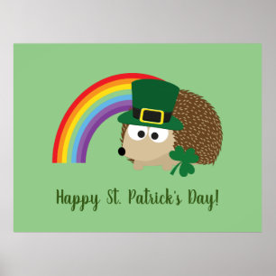 Poster Jolie Hedgehog Leprechaun Saint Patrick's Day