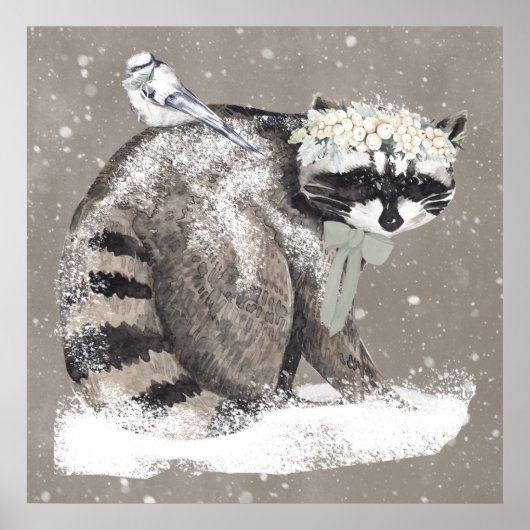 Poster Jolie illustration aquarelle d'animaux de la forêt (Devant)