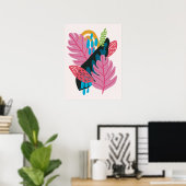 Poster Jolie illustration moderne rose feuille nature (Bureau à domicile)