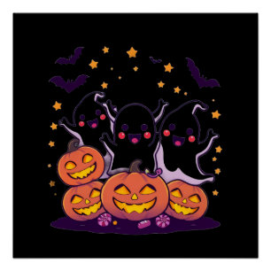 Poster Jolie impression effrayante kawaii Halloween
