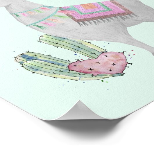 Poster Jolie Lama Aquarelle - Vous êtes Lama-ordinaire Fi (Coin)