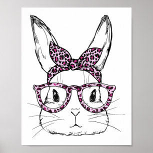 Poster Jolie Lapin Lapin Leopard Gles Joyeux Pâques Jour