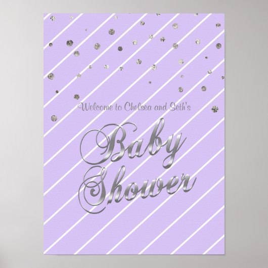 Poster Jolie lavande et Baby shower d'argent (Devant)