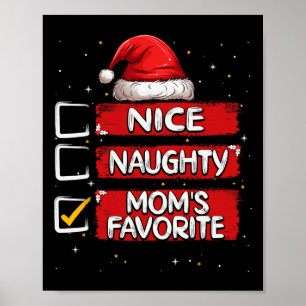 Poster Jolie liste de Noël préférée de maman vilain Santa