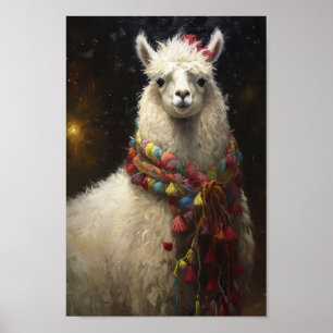 Poster Jolie Llama de Noël