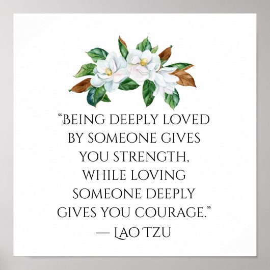 Poster Jolie Magnolias et Citation d'amour profond (Devant)