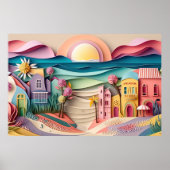 Poster jolie maison de plage 3d effet (Devant)