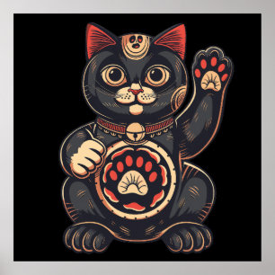 Poster jolie Maneki Neko imprimé chat japonais