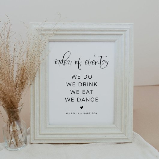 Poster JOLIE Minimalist Boho Mariage Ordre des événements