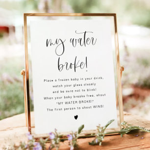 Poster JOLIE Modern My Water Brooké Baby shower Jeu Signe