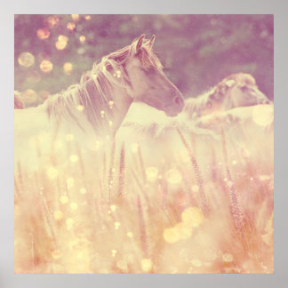 Poster Jolie Mustang Parties scintillant d'or sauvage Hor