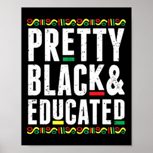 Poster Jolie Noir Et Noir Afro-Américain Éduqué L
