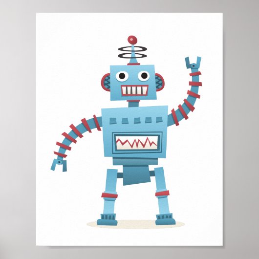 Poster Jolie œuvre d'art murale de robot android rétro po (Devant)