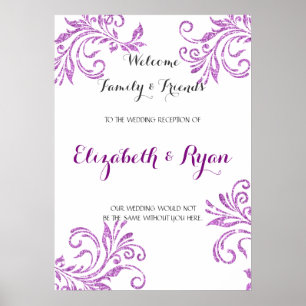 Poster Jolie Parties scintillant Violet Faux, Mariage Per