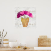 Poster Jolie Pauve Peonies rose Aquarelle Rustique (Cuisine)