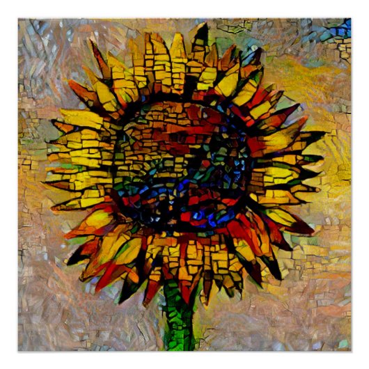 Poster Jolie peinture Abstraite de tournesol (Devant)