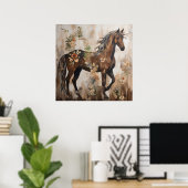 Poster Jolie peinture florale à cheval (Bureau à domicile)