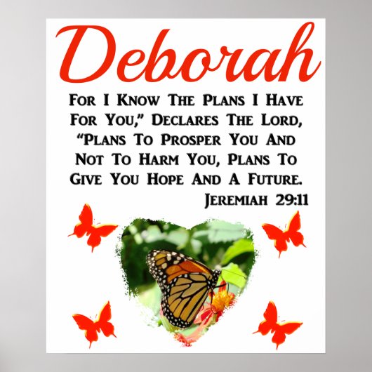 POSTER JOLIE PERSONNALISÉ JEREMIAH 29:11 BUTTERFLY (Devant)