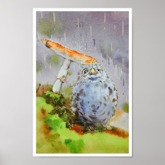 Poster Jolie petite aquarelle d'oiseau