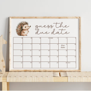 Poster Jolie petite fée hérisson devine la date d'accouch