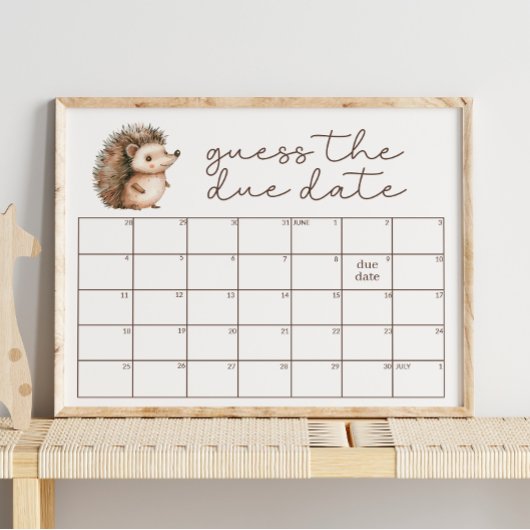 Poster Jolie petite fée hérisson devine la date d'accouch
