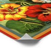 Poster Jolie petite fille Flower Wreath Semence Vintage (Coin)