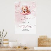 Poster Jolie petite fille ourson en peluche sur le nuage  (Cuisine)