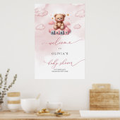 Poster Jolie petite fille ourson en peluche sur le nuage (Cuisine)