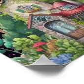 Poster Jolie Petite Sorcière Et Chat Avec Une Bonne Maiso (Coin)