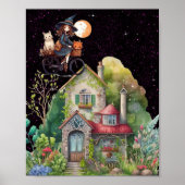 Poster Jolie Petite Sorcière Et Chat Avec Une Bonne Maiso (Devant)