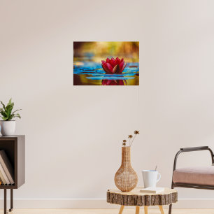 Poster Jolie photo d'une fleur de Lotus dans un étang