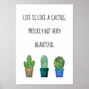 Poster Jolie phrase de cactus avec trois dessins de cactu