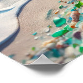 Poster Jolie plage Ocean avec verre de mer (Coin)