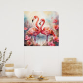 Poster Jolie plage rose flamant (Cuisine)