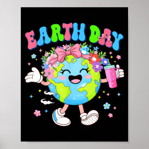 Poster Jolie planète de la journée de la terre coquette e