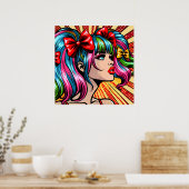 Poster Jolie Pop Art Comic Girl (Cuisine)