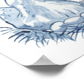 Poster Jolie poule bleue aquarelle animal nature (Coin)