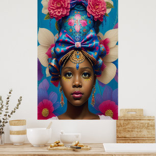 Poster Jolie princesse avec grand casquette arc