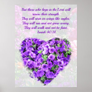 POSTER JOLIE PURPLE ISAIAH FLORALE 40:31 VERSE ORIGINAL