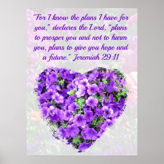 POSTER JOLIE PURPLE JEREMIAH FLORALE 29:11 BIBLE VERSE (Devant)