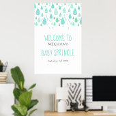 Poster Jolie Raindrops Bébé Sprinkle / Douche Bienvenue (Bureau à domicile)