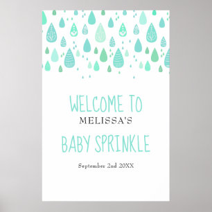 Poster Jolie Raindrops Bébé Sprinkle / Douche Bienvenue