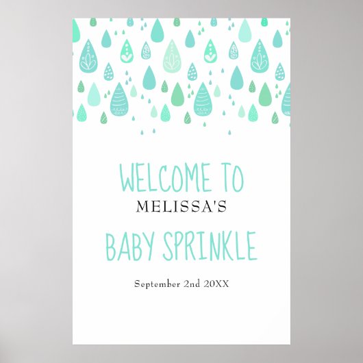 Poster Jolie Raindrops Bébé Sprinkle / Douche Bienvenue (Devant)