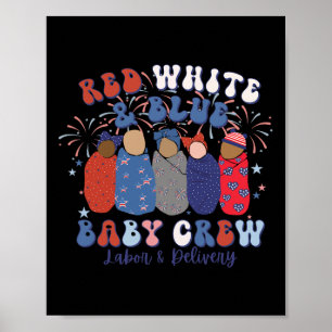 Poster Jolie Rouge Blanc Bleu Infirmière Accouchement 4 J