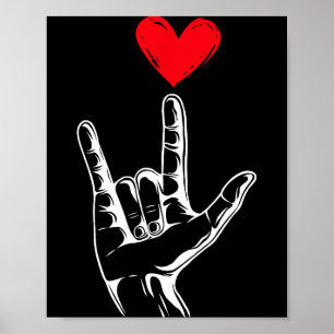 Poster Jolie Saint-Valentin Je t'aime Langage des signes 