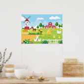 Poster jolie salle pour enfants Maison de ferme (Cuisine)