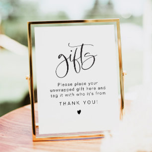 Poster JOLIE Simple Typographie Unwraps Table Cadeaux